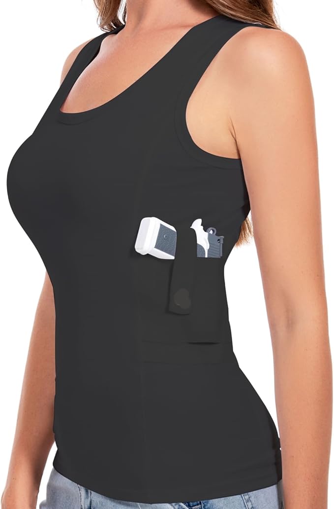 Concealed Carry Holster Tank Top - Everyday Conceal Carry Tactical Compression Bottom Shirts - Fits Small Compact Equipment