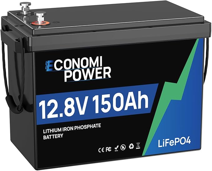 12V 150Ah LiFePO4 Lithium Battery Built-in 100A BMS 12V Deep Cycle Lifepo4 Battery for RV Camper Boat Solar Off-Grid Applications 15000+ Life Cycles