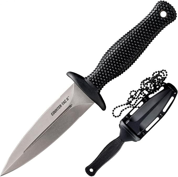 Cold Steel Counter TAC II 3-3/8 Japanese AUS8A w/Stonewash Finish Spear Point Fixed Blade Multi-Purpose Tactical Game Hunting Boot Knife Kray-Ex Handle Weather-Resistant Secure-Ex Sheath