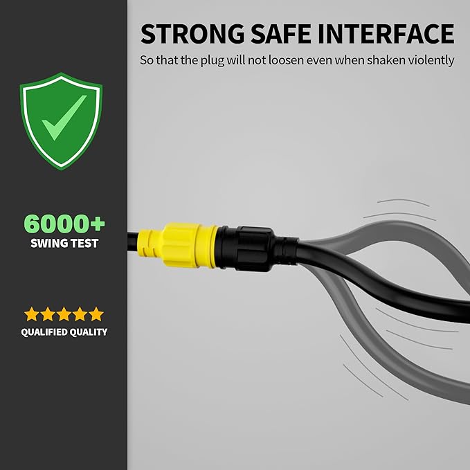 POWGRN 25 FT RV Power Cord 30 Amp Extension Cord 4 Prong to 3 Prong Adapter Generator Extension Cord 30 Amp RV Adapter NEMA TT-30P to NEMA L14-30R 10AWG STW 30A 125V 3750W Yellow ETL Listed