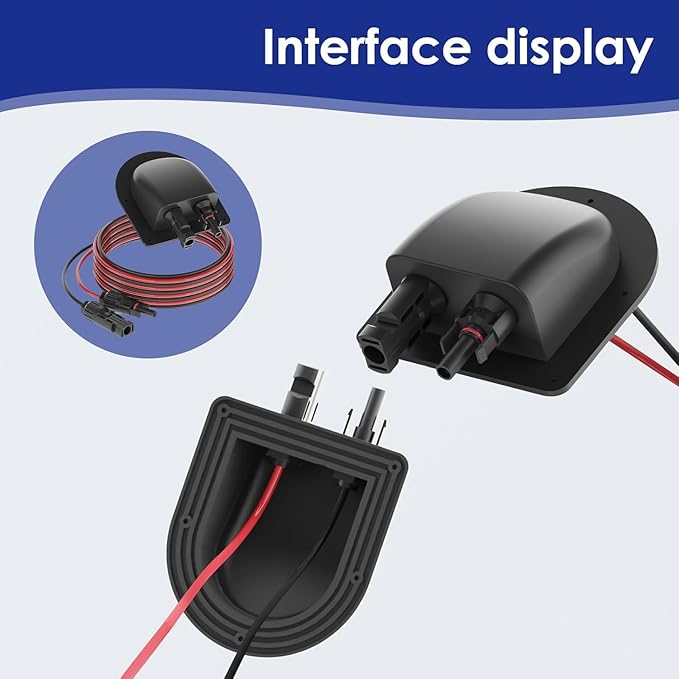Waterproof Solar Cable Gland Entry Housing Solar Junction Box Fit for roof Panels on RV Boat Camper Van Building Garage Shack with 10Ft 10AWG Solar Extension Cable Connector