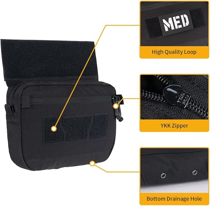 IDOGEAR Tactical Drop Dump Pouch Dangler Vest Admin Molle Utility Tool Organizer with Hook and Loop Panel for JPC AVS CPC Vest Outdoor Sports