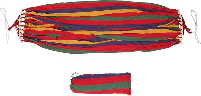 Extra Wide Striped Canvas Anti-tip Double Person Hammock with Duckbill Buckle for Outdoor Backyard Garden Camping Hiking Travel