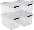 50 Liters Plastic Storage Bins with Latching Lids Stackable Boxes with Wheels 4 Packs Large Storage Container