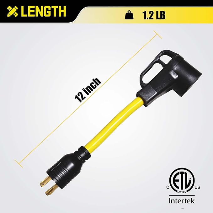 4 Prong Twist Lock 30 Amp to 50 Amp RV Adapter Cord 240V NEMA L14-30P Locking Male to 14-50R Female for Tesla EV