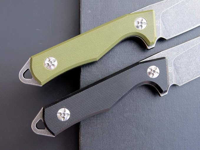 Eafengrow EF107 Fixed Blade Knife with D2 Steel Blade and Kydex Sheath - G10 Handle Compact Outdoor Field Utility Knife (Green)