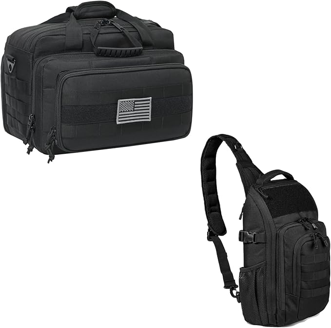 Tactical Range Bag Middle Size Large Shoulder Pack (Black)