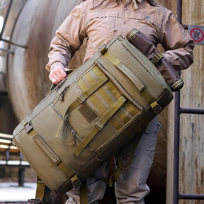 Tactical Backpack Military Molle Hiking 65L Outdoor camouflage hiking one shoulder hand sports khaki