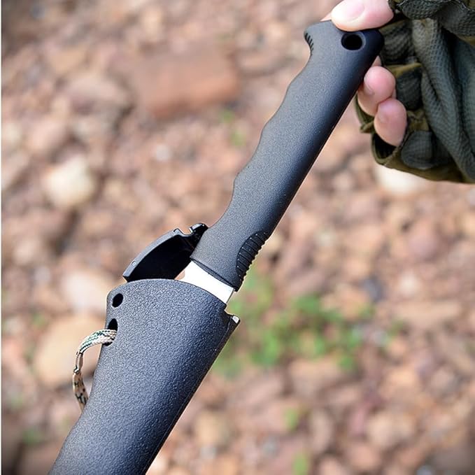 Camping Axe 14 inch hatchet Outdoor Survival Challenge Hiking Tactical Axe Throwing Axe Multi-Function Rope Cutter Saw Hammer (Axe with saw) Black