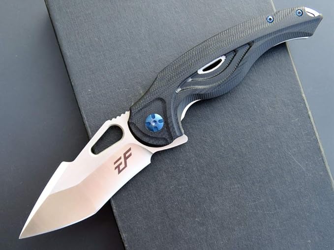 Eafengrow EF936 Pocket KnifeG10 Handle D2 Steel Blade Knife with Ball Bearing Safe Open Flipper Knife Liner Lock Tactical Tool Knives for Camping Survival Hiking (black)