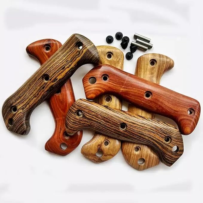 1Pair Wood Scales Replacement Fits for BK2 and BK9 Handle Patch with 3 Sets Screws