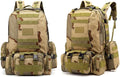 Tactical Backpack Military Army Rucksack 60L Large Assault Pack Camping Detachable Molle Bag (San Sha Se)