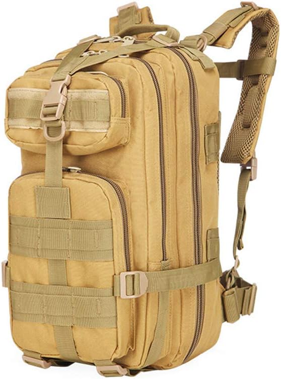 Outdoor Sports Pack Hiking Bag Tactical Rucksack Camo Knapsack Combat Camouflage Tactical Molle 25L 3P Backpack - Tan