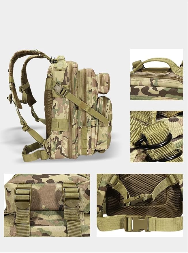 Tactical Backpack Military Molle Hiking 30L Tactical Outdoor Mountaineering Trekking Attack Black Camouflage