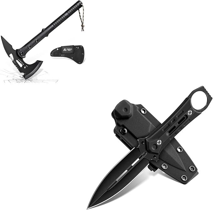 Freelander D2 Steel Fixed Blade Knife Bundle with Sharp Outdoor Axe