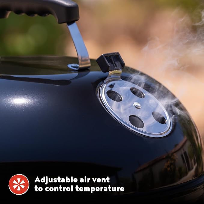 Megamaster Vertical 18 Inch Charcoal BBQ Smoker 4-in-1 Portable Outdoor Grill with Adjustable Air Vent 600 SQ. In Cooking Area Built-in Temperature Gauge BBQ Grill for Camping Picnics - 810-36014