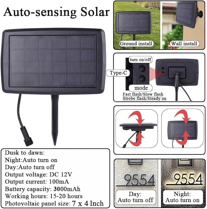 12V Solar Panel for House Number Sign