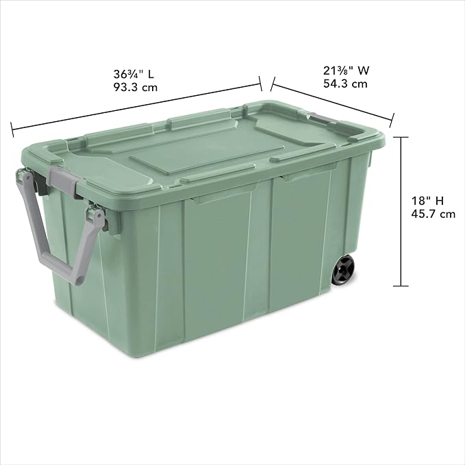 2 Pieces160 Quarts of Wheeled Storage Boxes Super Large Durable Transparent Boxes with Lock Covers and Handles Suitable for Moving Garage and Tool Room Storage (Green)