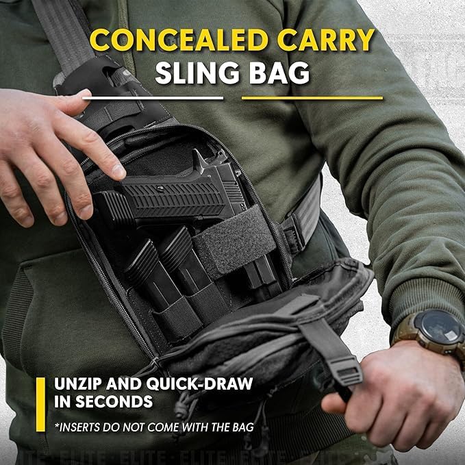 M-Tac Tactical EDC Bundle: Elite Sling Bag &amp Concealed Carry Gun Holster Black