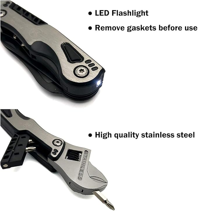Adjustable Wrench Multi-functional Tools Portable 15 In 1 Kit for Camping Household (Spanner Bottle Opener Survival Camping Knife Hand Saw Screwdriver Nylon Sheath)
