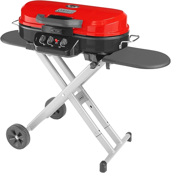 Coleman RoadTrip 285 Portable Stand-Up Propane Grill with 3 Adjustable Burners &amp Instastart Ignition 20000 BTUs of Power for Outdoor Cooking Camping Tailgating Grilling BBQs &amp More