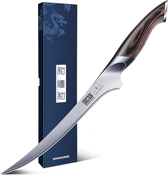 HOSHANHO Fillet Knife 9 Inch Super Sharp Boning Knife in High Carbon Stainless Steel Professional Japanese Fish Knives for Meat Poultry Cutting