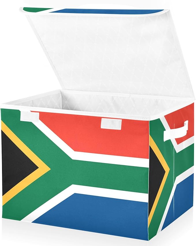 South Africa Flag South African National Storage Bins with Lids Stackable Container Storage Storage Bins with Handles