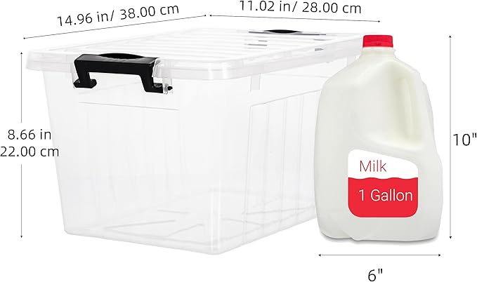 Citylife 22 QT Clear Plastic Storage Bins with Lids Stackable and Nestable Storage Boxes with Lids Large Plastic Storage Containers for Garage Closet Kitchen 4 Packs