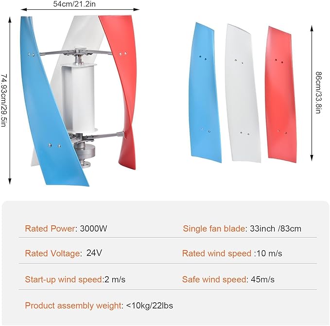 3000W Wind Turbine Generator Kit12V/24V Vertical Axis Wind TurbineMaglevs Winds Generator With ControllerQuiet 3 Leaves Small Household Windmill For Boats Terraces Cabins HomeIndustrial Energy