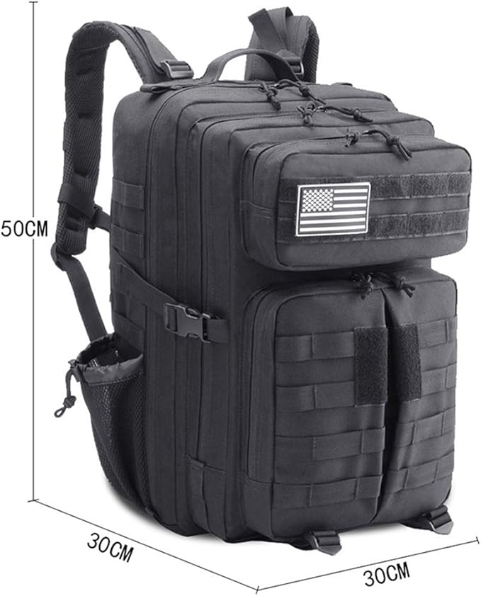 Outdoor Sports Pack Hiking Bag Tactical Rucksack Camo Knapsack Combat Camouflage Tactical 45L Molle Backpack - Tan