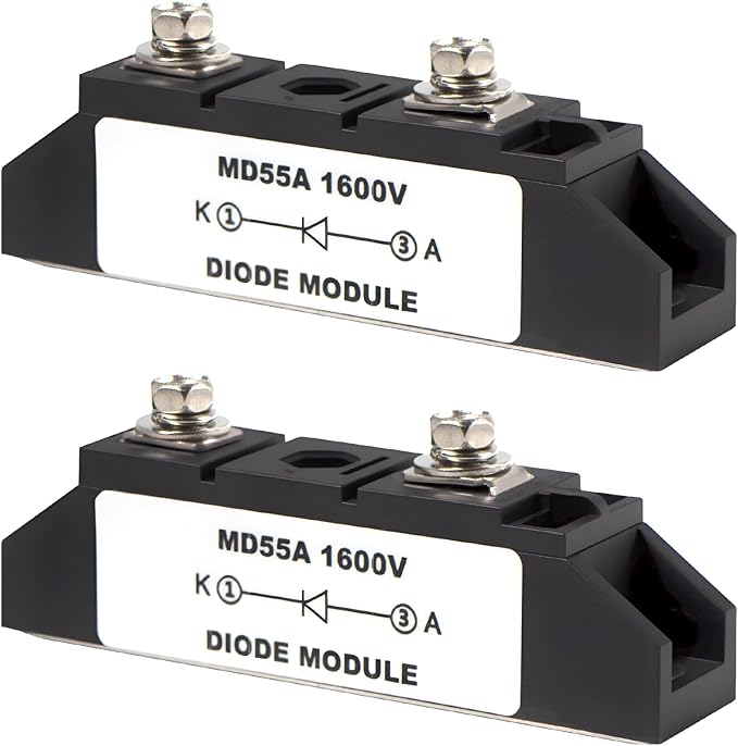 MAKERELE MD55A（50A）-16 Anti-Reverse Diode Module Peak Voltage 1600V Bloking One Way Solar Diode Used to Prevent Reverse Current（2 Pack）