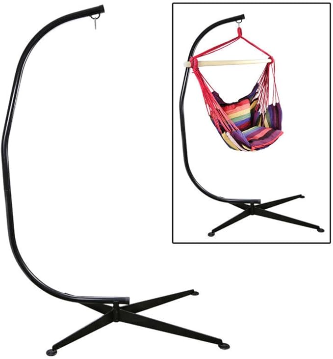Solid Steel Deluxe Outdoor C Hammock Frame Hanging Swing Chair Stand Arc Style Rust Resistant Finish #499