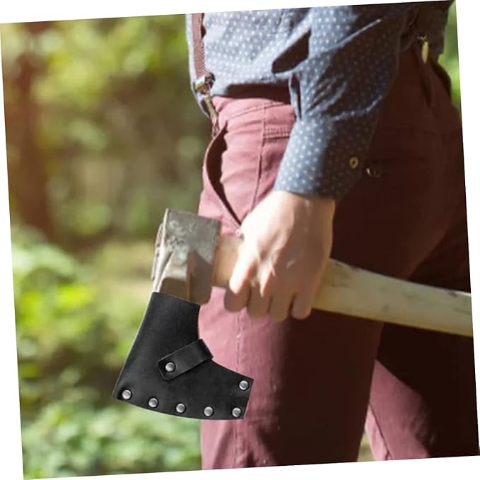 Cabilock Pcs Leather Axe Sheath Hatchet Protective Cover Pouch Portable Sturdy for Camping Hiking and Outdoor Adventures