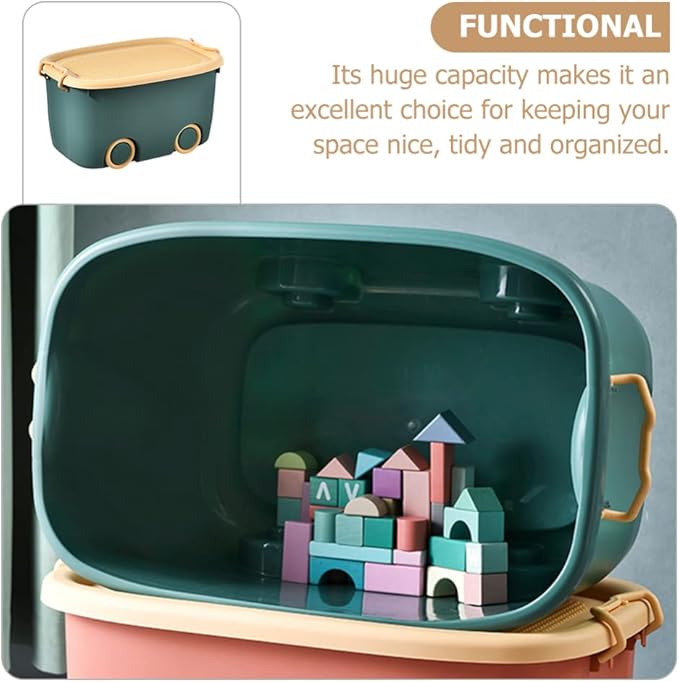 LIFKOME Stackable Toy Storage Box with Wheels Rolling Storage Box with Snap Lid Handle&amp Latches Wheeled Storage Durable and Reusable Storage Bins with Latching Lids