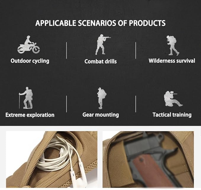 AIIHUA Tactical Fanny Pack for Concealed Carry Hip bag for men EDC Waterproof Waist Pack Fits Full Size Pistols (Glock 17/Sig P320/1911) &amp Outdoor Gear Waist Bag cobra bag (Khaki)