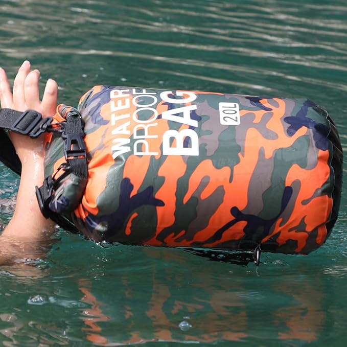 CANDeal Camouflage Waterproof Dry BagLightweight Roll Top Dry Storage Backpack for Kayaking Beach Rafting Boating Hiking Snowboarding Swimming Camping and Fishing