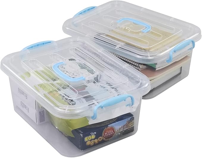 8 Quart Plastic Storage Container with Lid and Handles 2 Packs