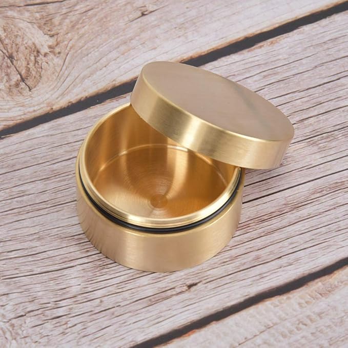 Metal Pill Storage Box Storage Box Outdoor Waterproof Brass Storage Container Dustproof Round Brass Storage Box with Lid for Outdoor Small Treasures(Medium)