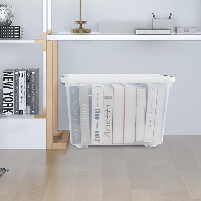 4-Pack Plastic Storage Box 50 L Clear Large Storage Bin with Wheels