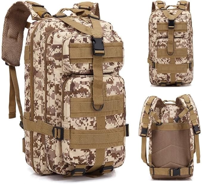 ZUC Classic Tactical Backpack Travel Sports Camouflage Bag Outdoor Climbing Hunting Backpack Fishing Hiking Nylon 3P Pack Bag(C)