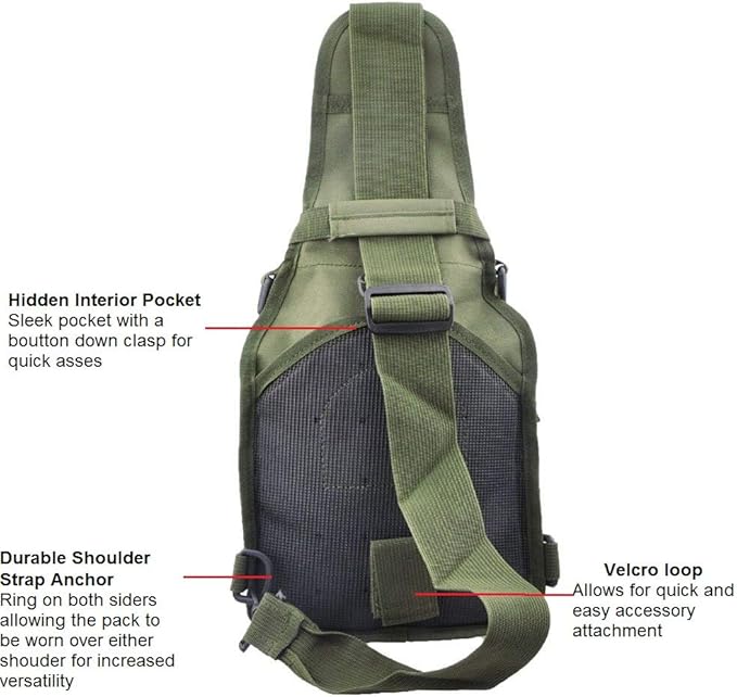 FAMI Outdoor Tactical Bag Backpack Military Sport Bag Pack Sling Shoulder Backpack Tactical Satchel for Every Day Carry (Army Green 2 Packs)