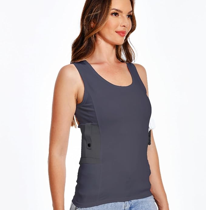 Concealed Carry Holster Tank Top - Everyday Conceal Carry Tactical Compression Bottom Shirts - Fits Small Compact Equipment