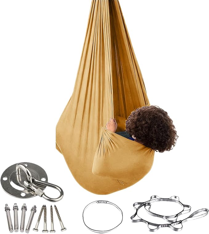 Kids Hammock Swing Comfortable Elastic Support Seat Portable Camping Hammock Chair Lightweight Design Easy Hook Function Multi Purpose Outdoor Accessory Boys Girls Use 110.24x39.37x0.39 Inches