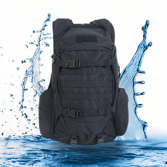45L Waterproof Fishing Hunting Backpack Outdoor Military Rucksacks Tactical Sports Camping Hiking Trekking Bags (Black)
