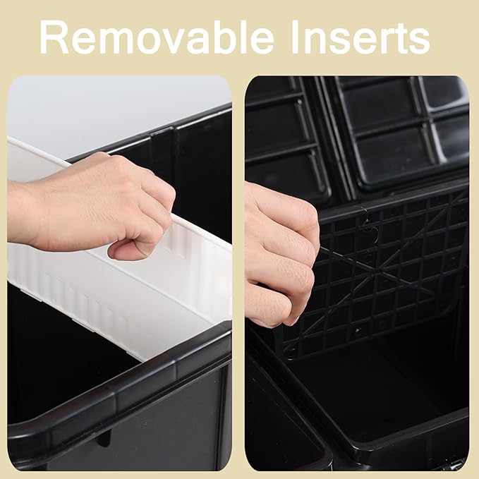 20 gallon Large Storage Bin with Removable Compartment Industrial Container with Wheels 2 Packs