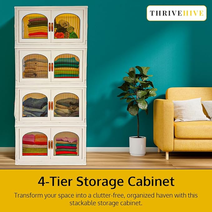120QT Stackable Storage Bins with Lids and Wheels - Collapsible Folding Organizer 4 Pack for Closet Large Blanket and Clothes Storage at Home Garage and Office Organization