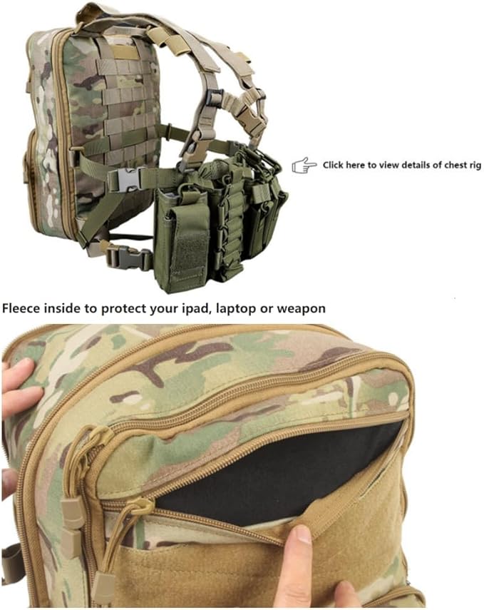 ACEXIER Flatpack D3 Tactical Backpack Hydration Carrier Molle Pouch Airsoft Military Gear Multipurpose Vest Assault Softback Travel Bag (Tan)