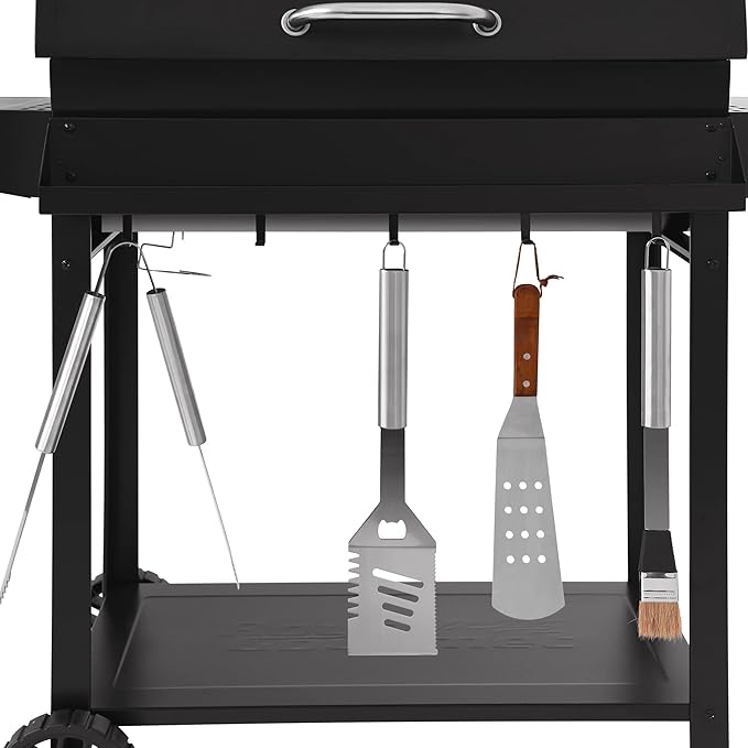 Royal Gourmet CC1830T 30-Inch Barrel Charcoal Grill with Warming Rack &amp Front Storage Basket Outdoor BBQ Grill with 627 sq. in. Grilling Area for Backyard Barbecue Cooking Party Black