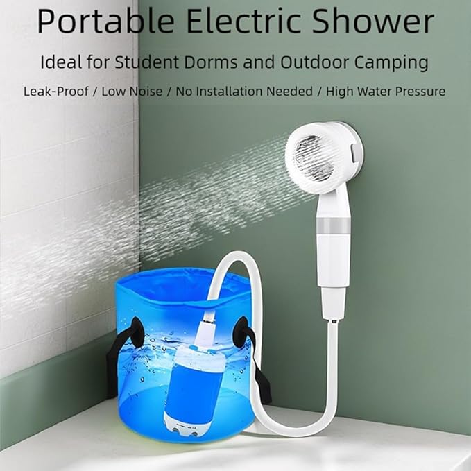 Portable Rechargeable Camping Shower Pump - Lightweight &amp Compact Outdoor Shower Hiking Travel Vehicle Cleaning