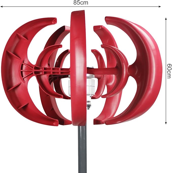 HEVIRGO Wind Turbines4500W Wind Turbines Generator12V 5-Blade Vertical Axis Wind Turbines Generator Kitfor Home Hybrids Streetlight Use Electromagnetic Electricity Producer Equipment Red